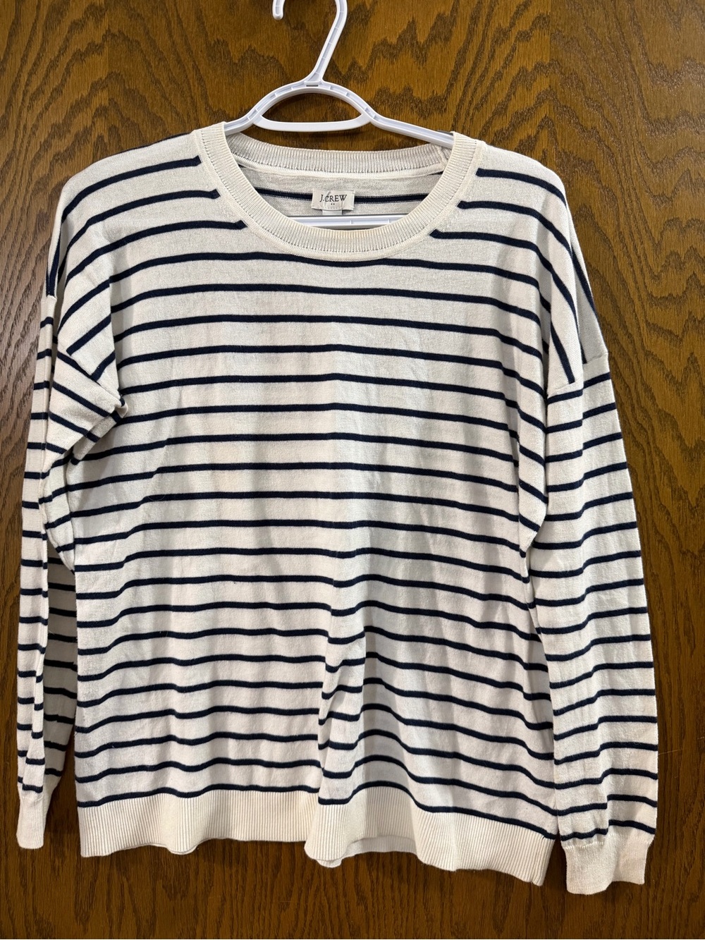 J.Crew Striped Crewneck Sweater in Ivory & Navy - Small